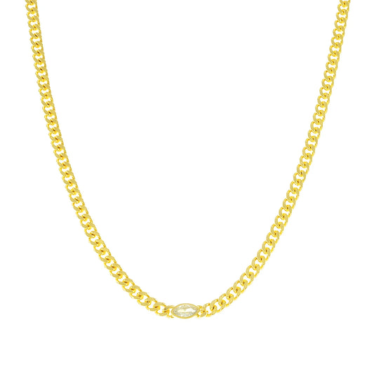 Chain Oval Accented Necklace