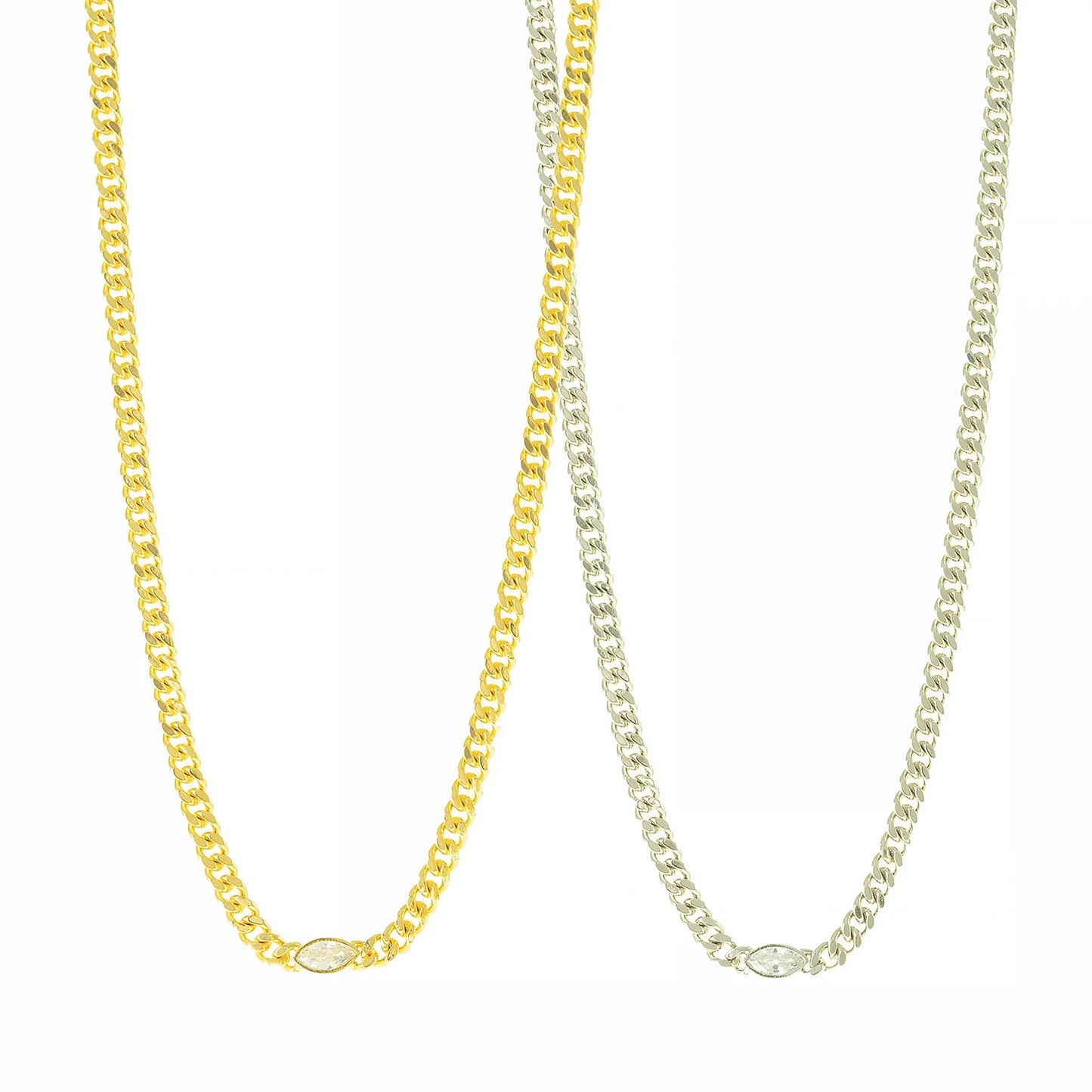 Chain Oval Accented Necklace