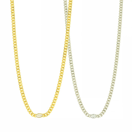 Chain Oval Accented Necklace