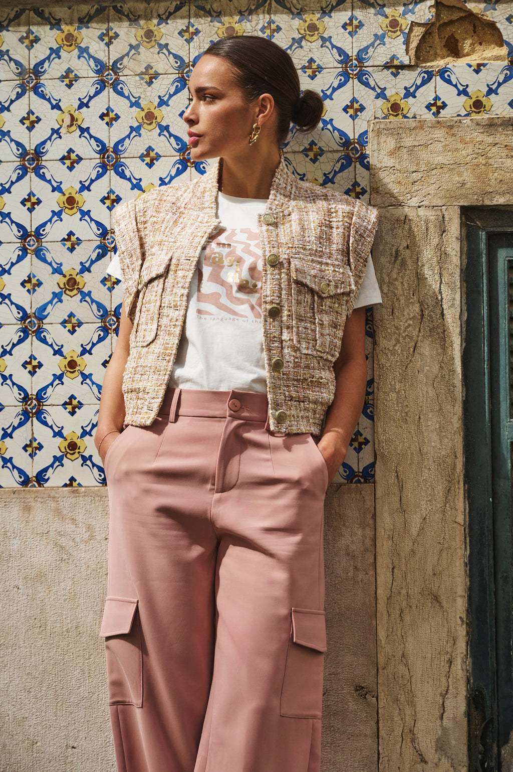 Tweed Button-Up Vest