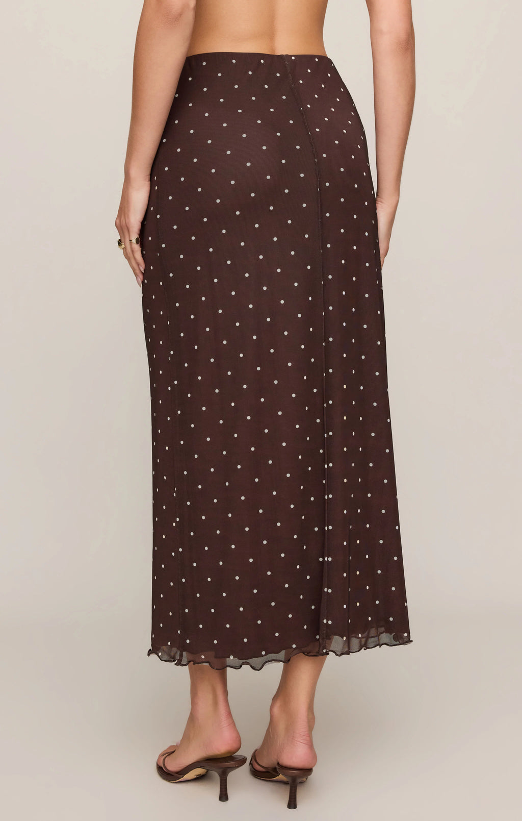 Eda Polka Dot Mesh Midi Skirt