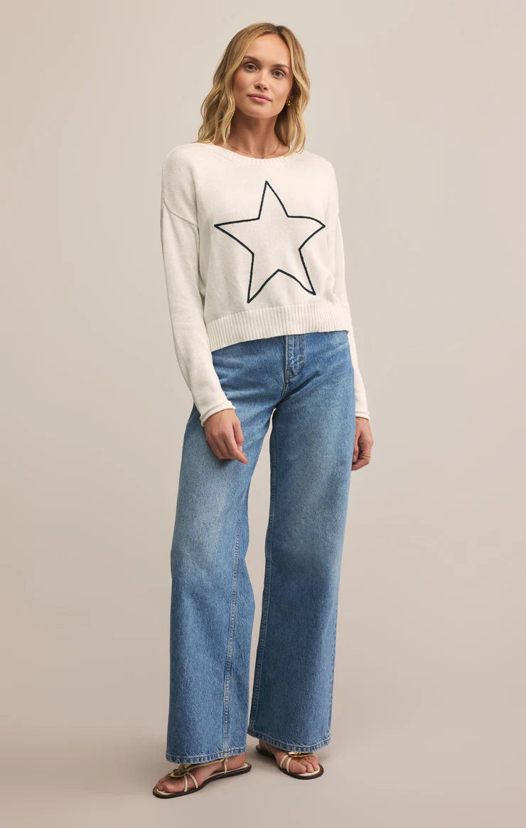 Sienna Lucky Star Embroidered Sweater