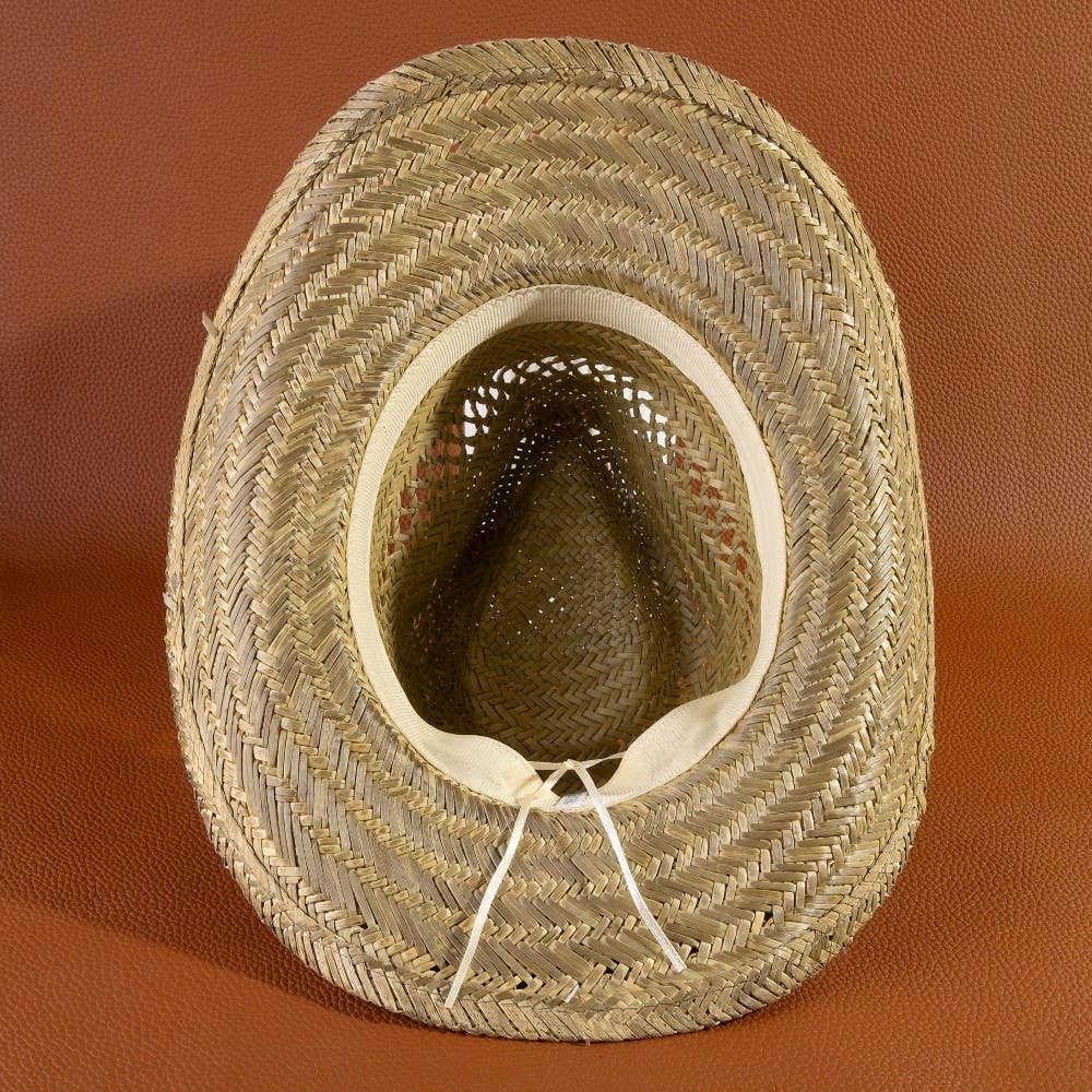 Western Leather Strap Straw Cowboy Hat