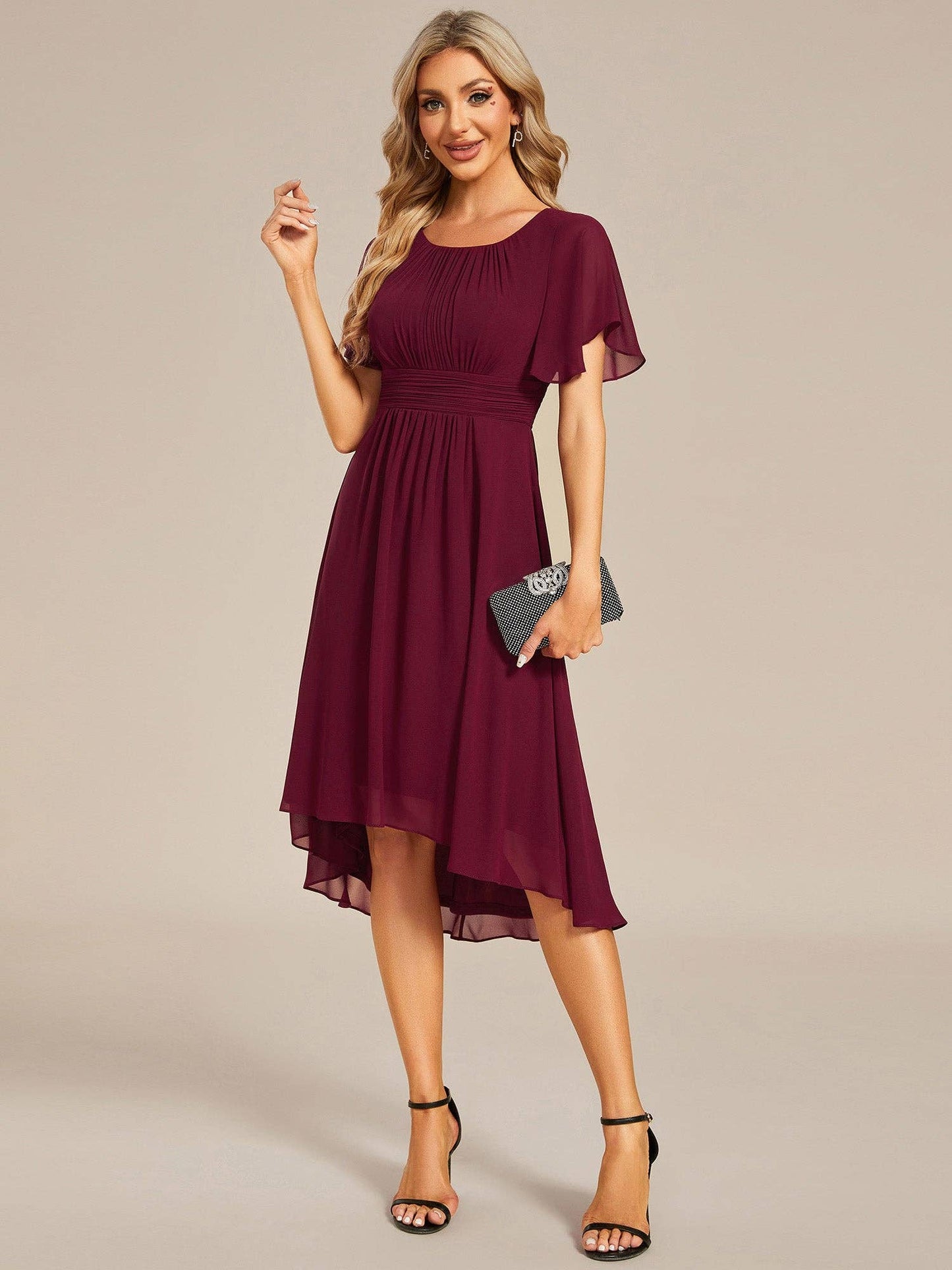 Graceful Pleated Knee-Length Dress