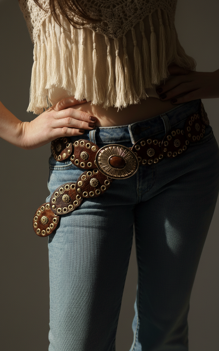 Golden Grommet Ovular Western Disc Belt