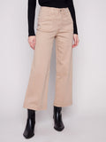 Cropped Wide Leg Stretch Twill Pants
