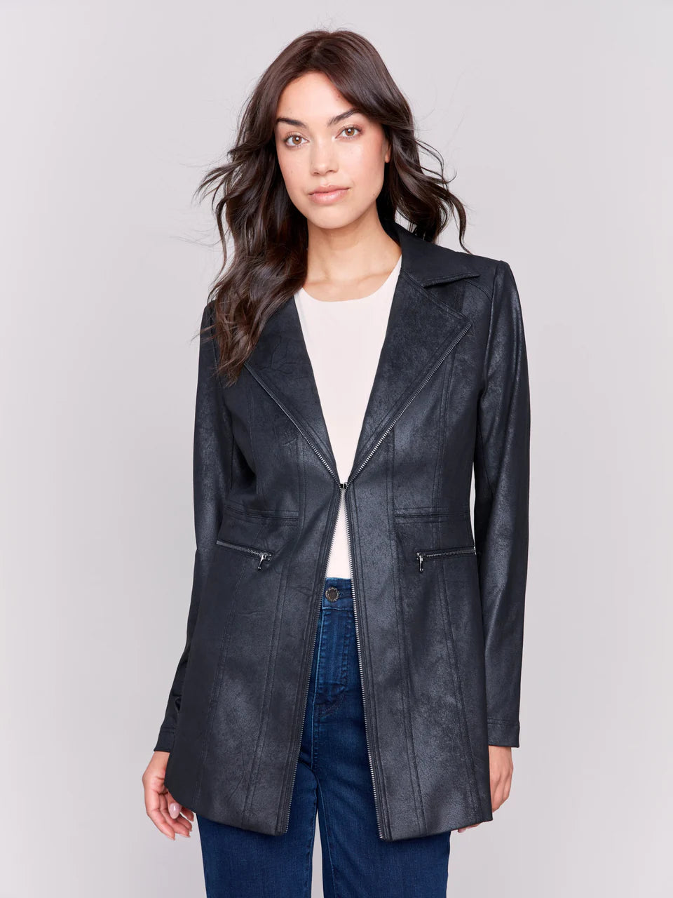 Charlie B Long Faux Suede Jacket
