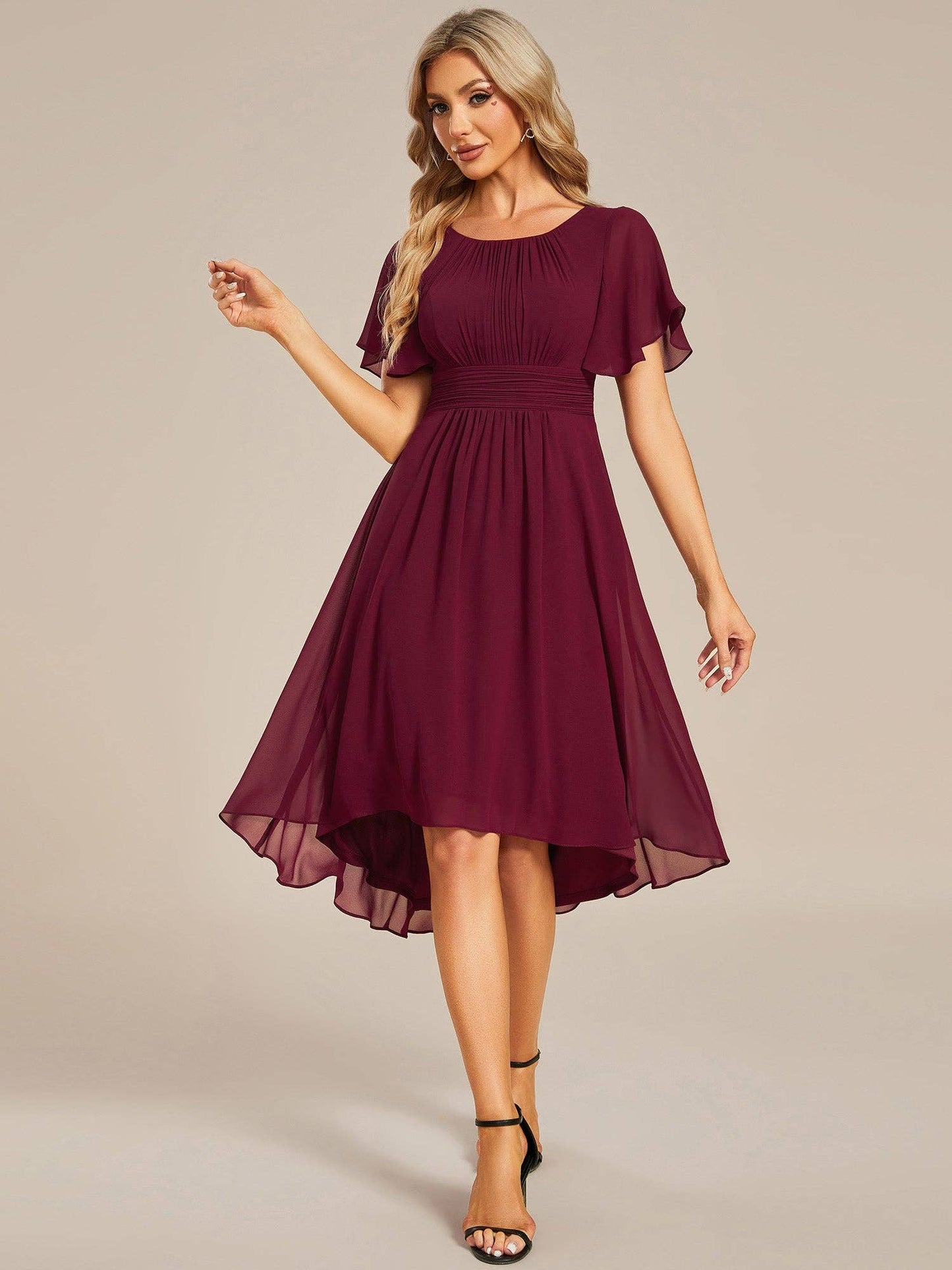 Graceful Pleated Knee-Length Dress