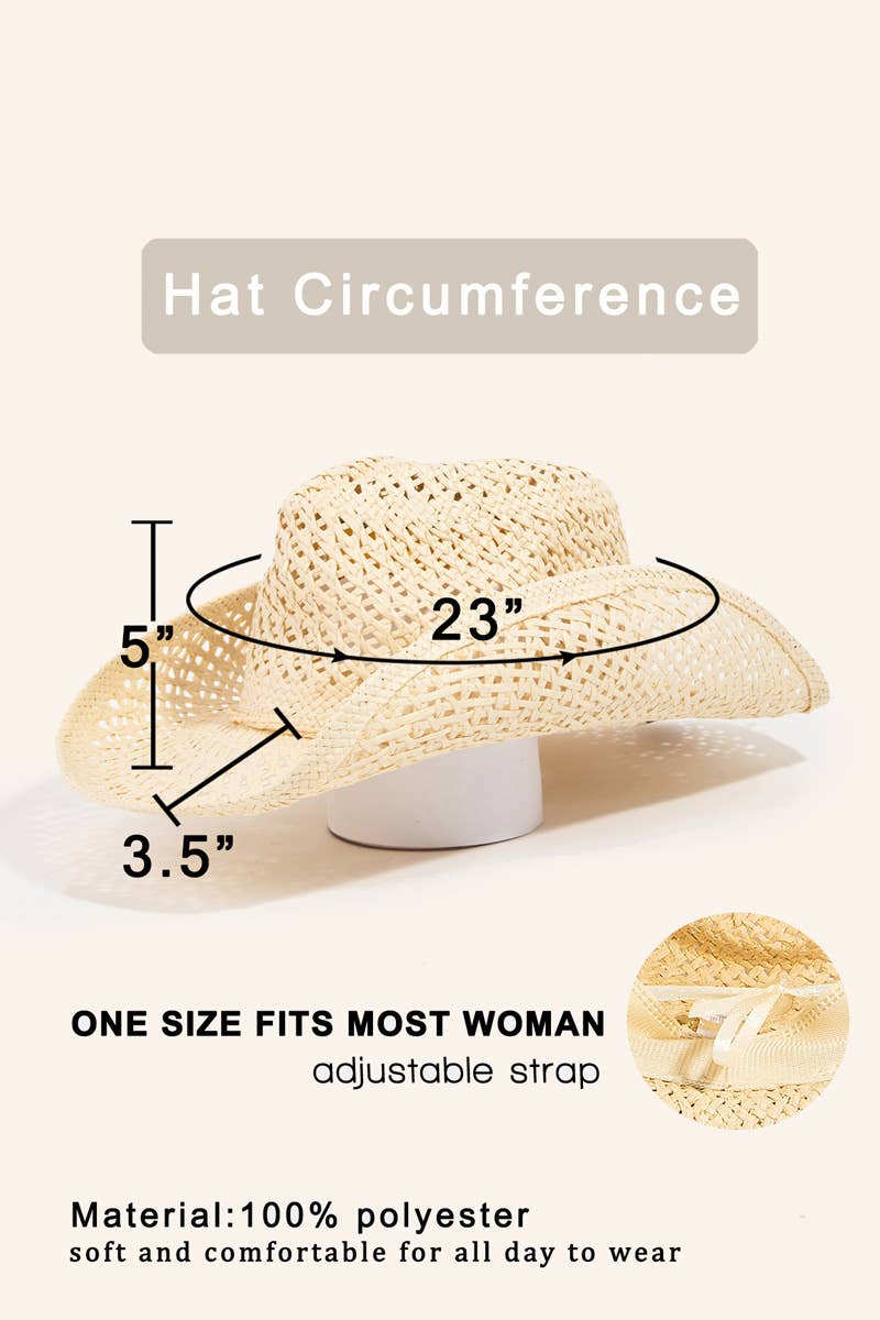 Straw Braided String Cowboy Hat