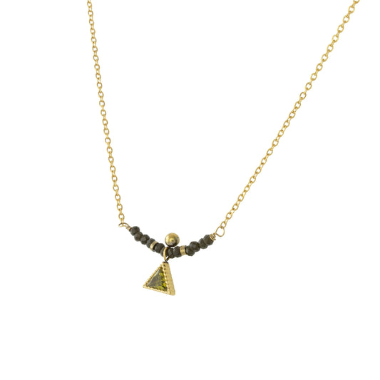 Beaded Chain & Triangle Pendant Necklace
