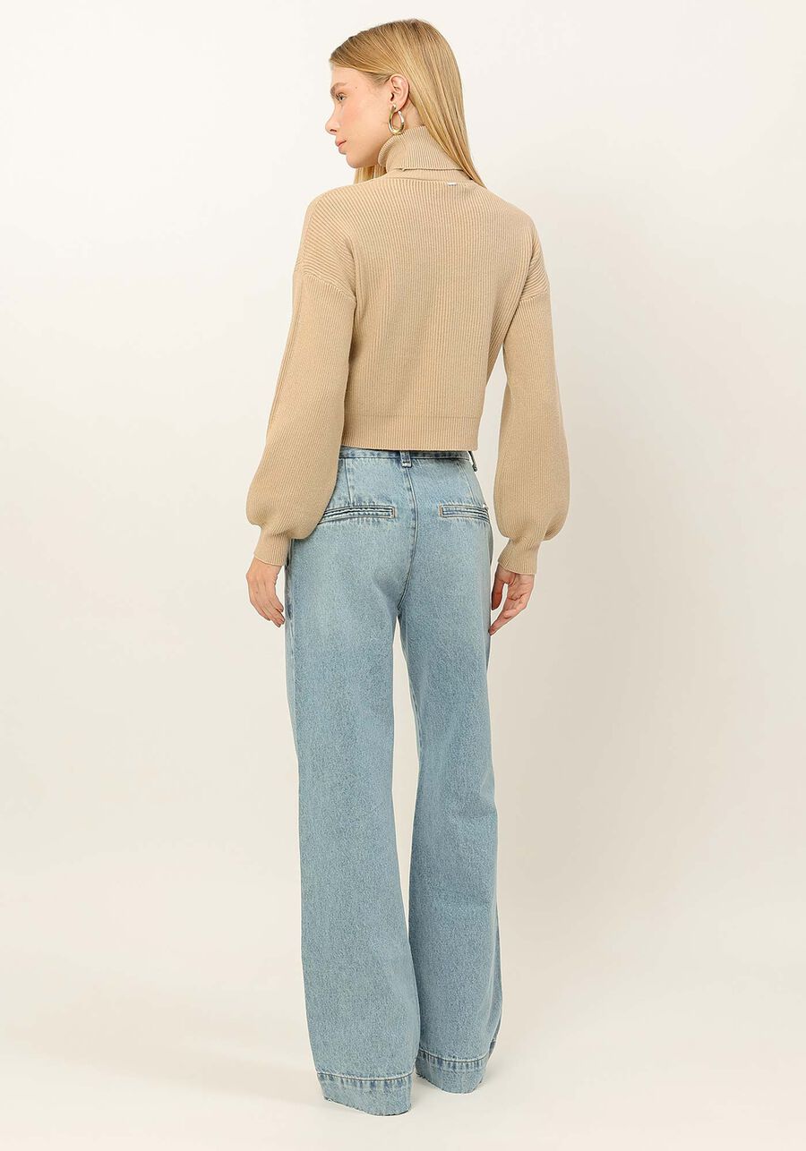 Turtleneck Knit Sweater with Puff Sleeve