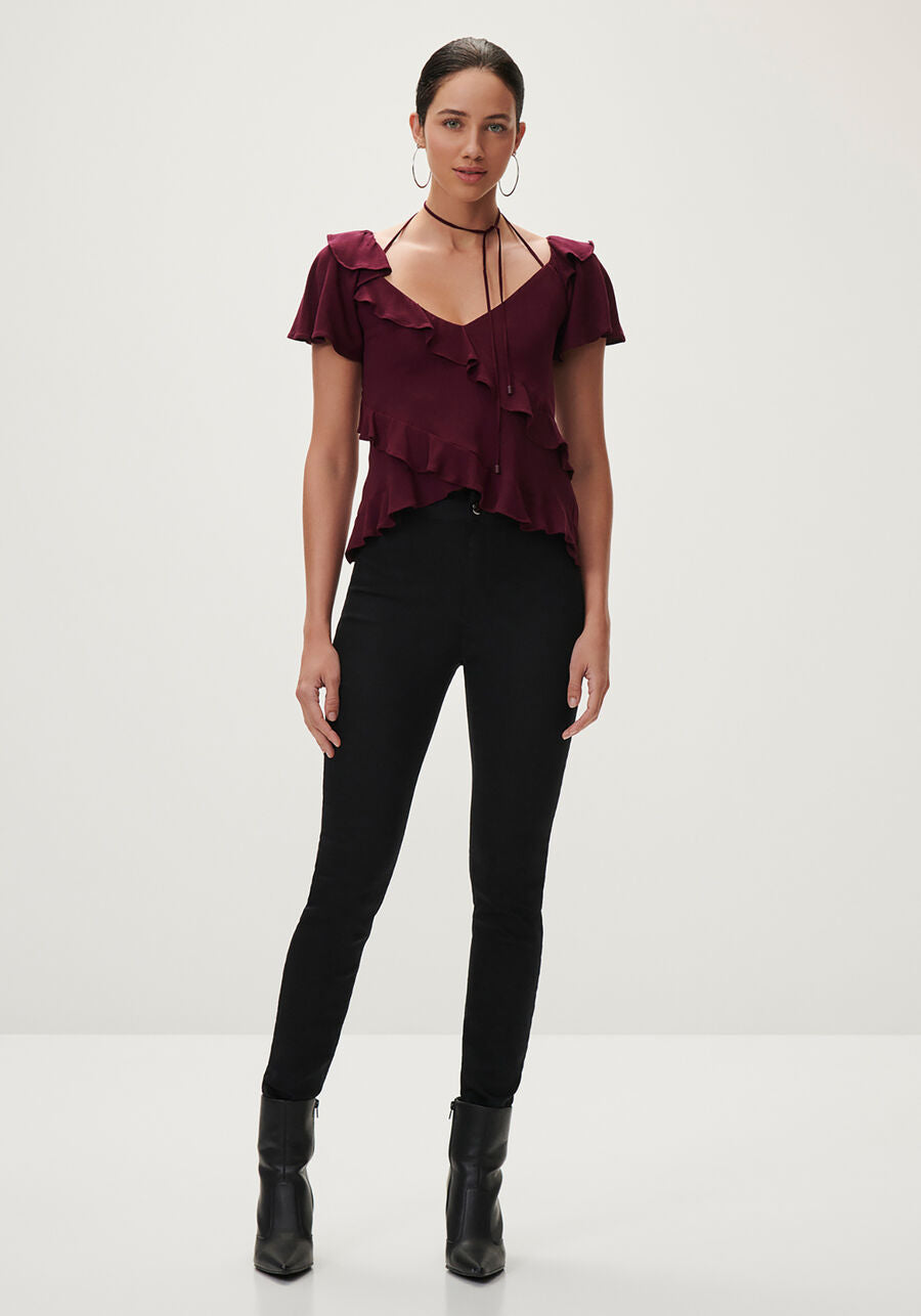 Blouse With Ruffles And Tie
