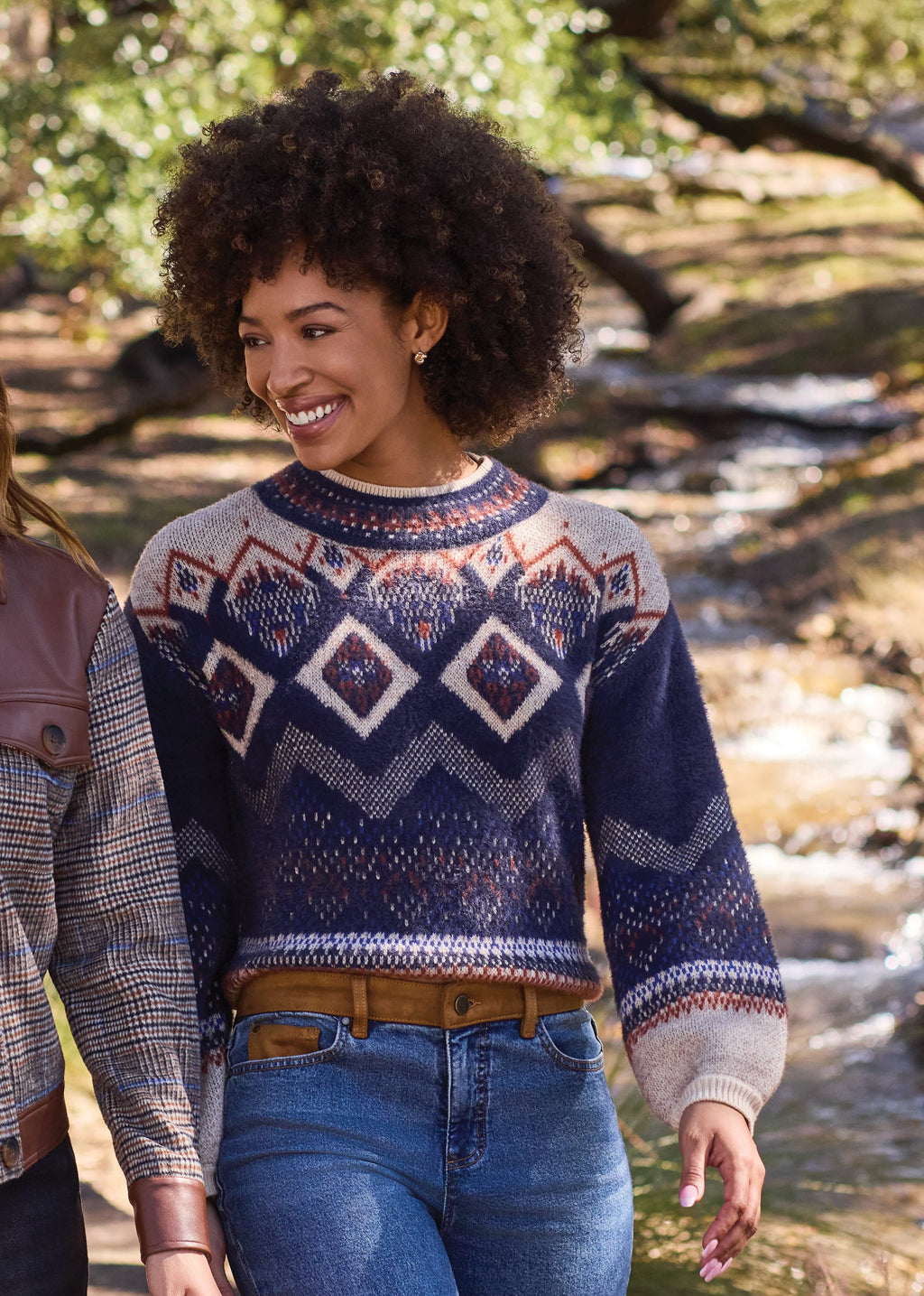 Mock Neck Printed Bubble Sleeve Sweater