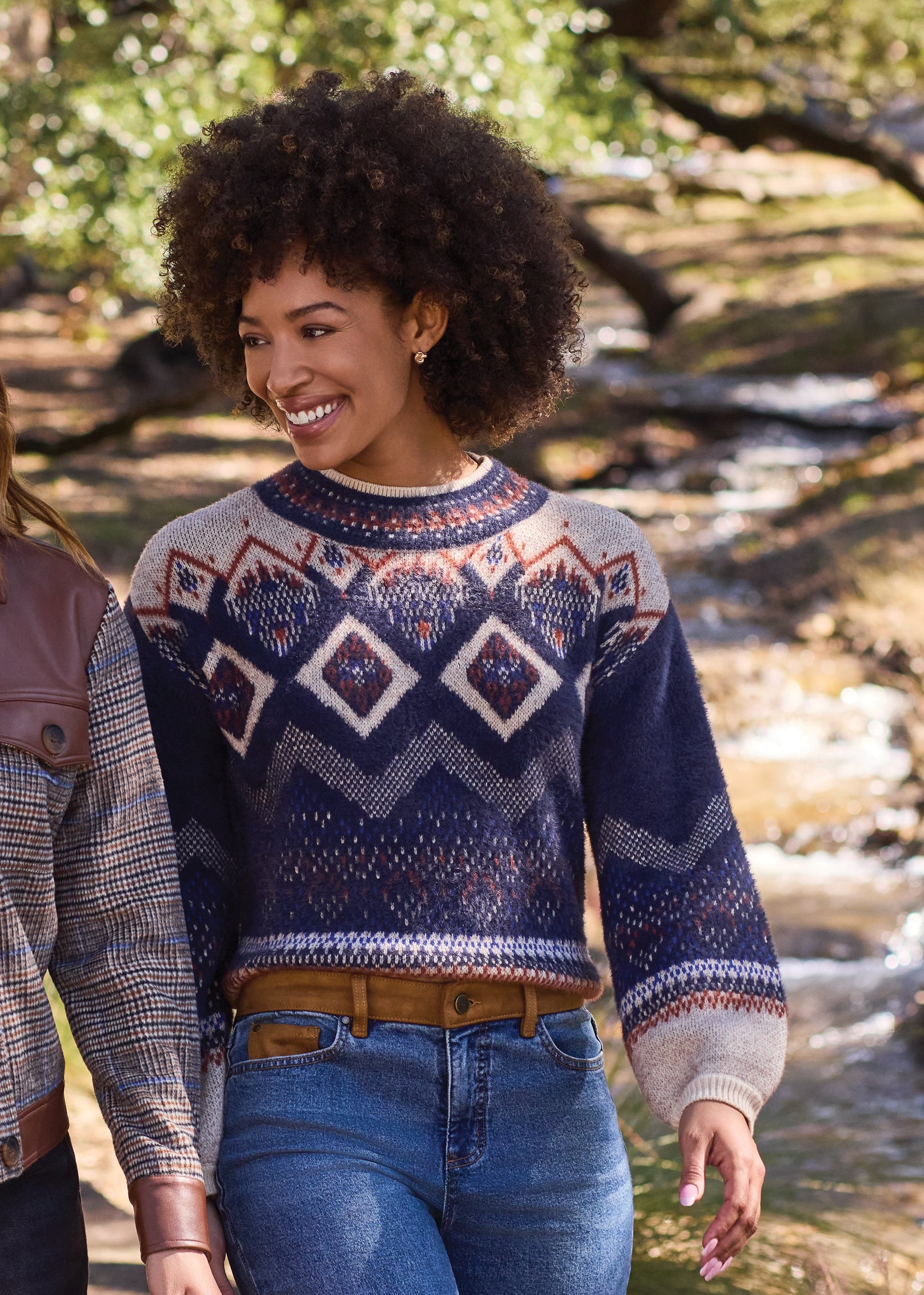 Mock Neck Printed Bubble Sleeve Sweater