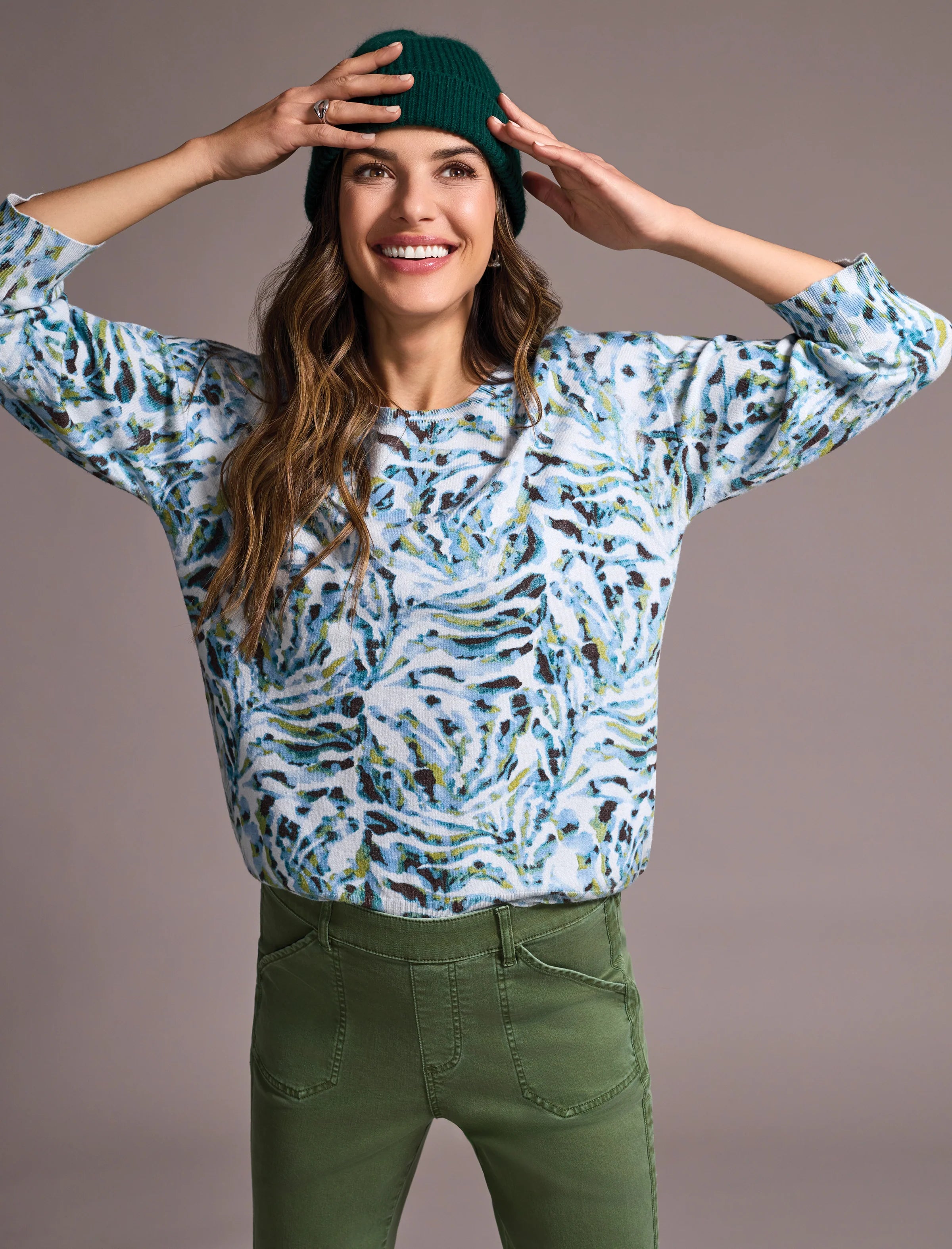 Soft Yarn 3/4 Sleeve Crewneck Sweater