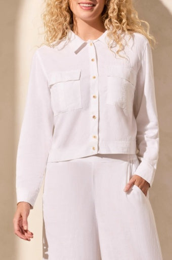 Linen Blend Button-Front Jacket