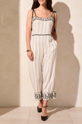 Embroidered Tassel Straps Jumpsuit