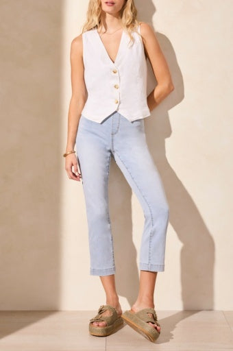 Linen Blend Lined Button-Front Vest