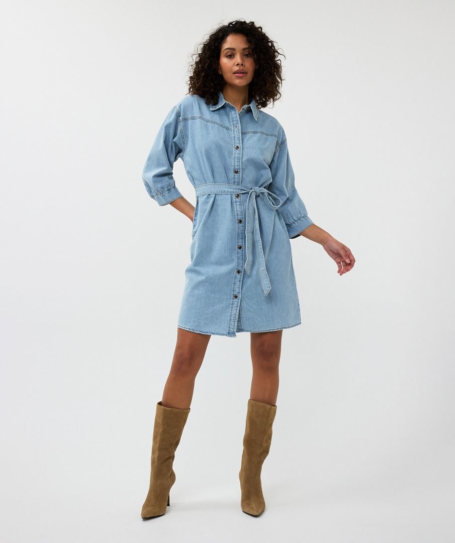 Belted Denim Mini Dress