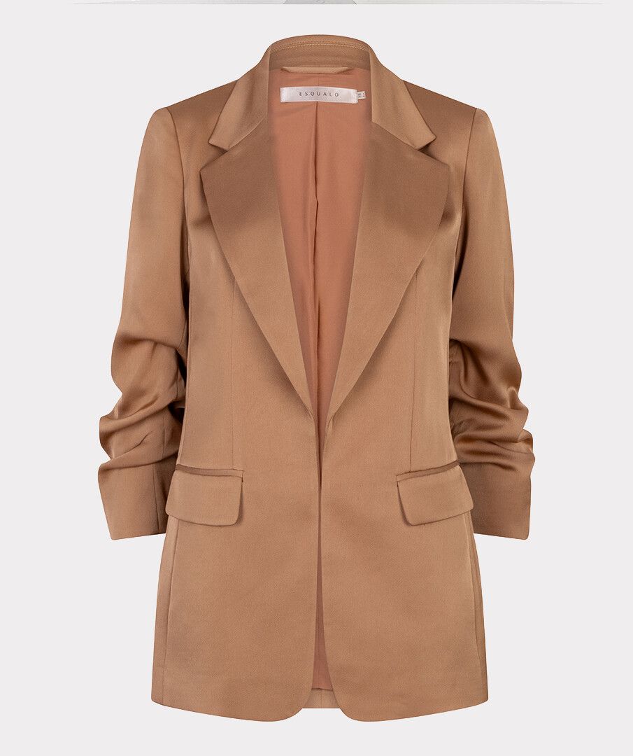 Ruched 3/4 Sleeve Crepe Blazer