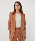 Ruched 3/4 Sleeve Crepe Blazer