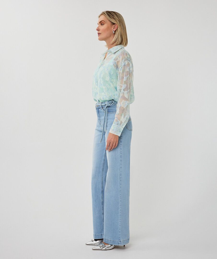 Sheer Button Up Floral Blouse