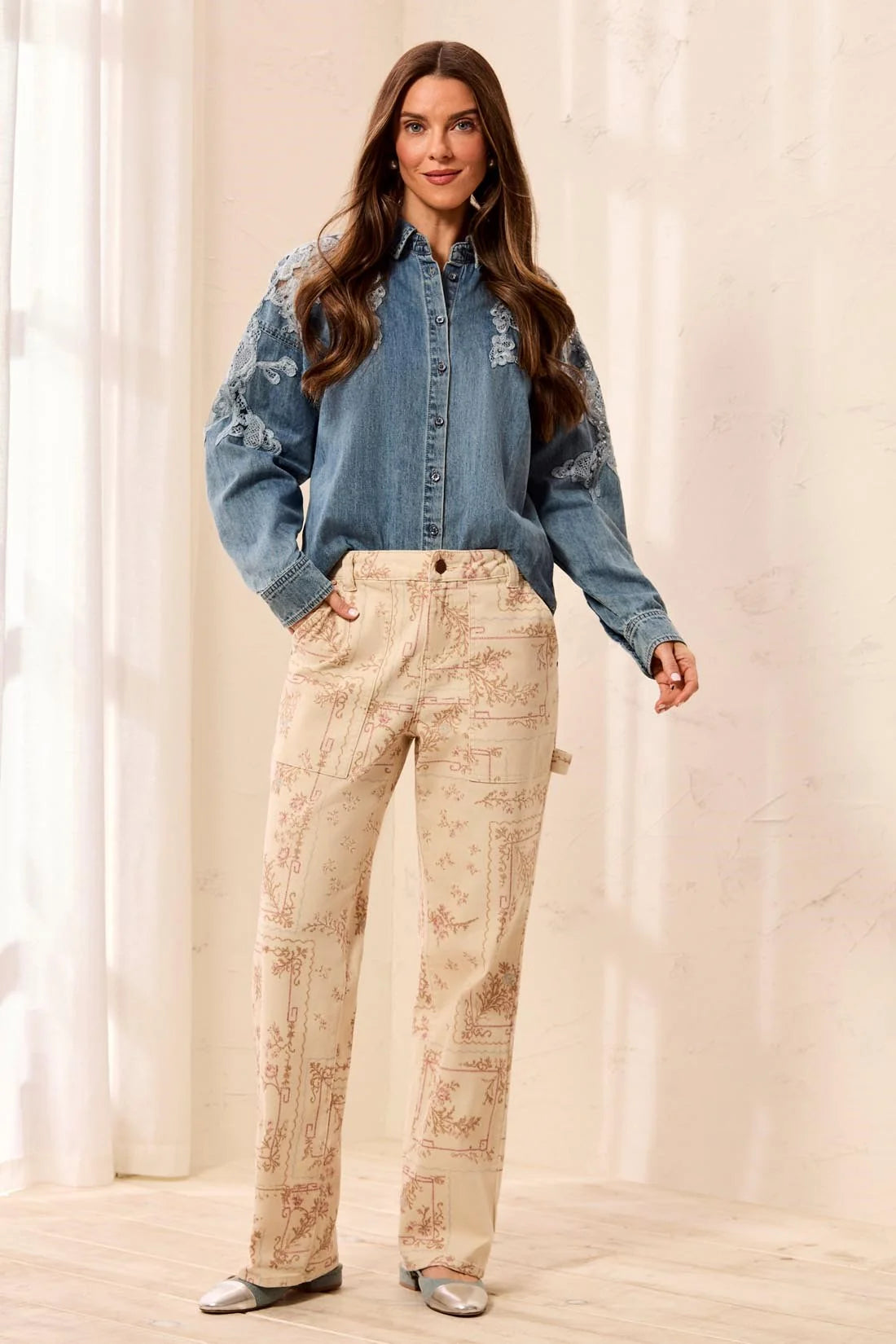 Audrey Carpenter Super Straight Embroidered Denim Jeans