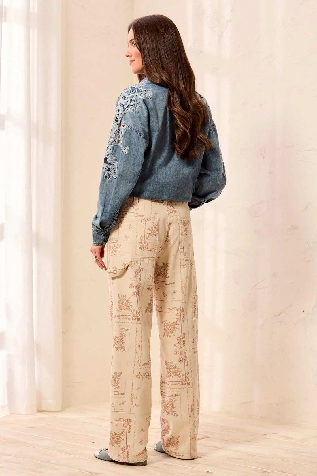 Audrey Carpenter Super Straight Embroidered Denim Jeans