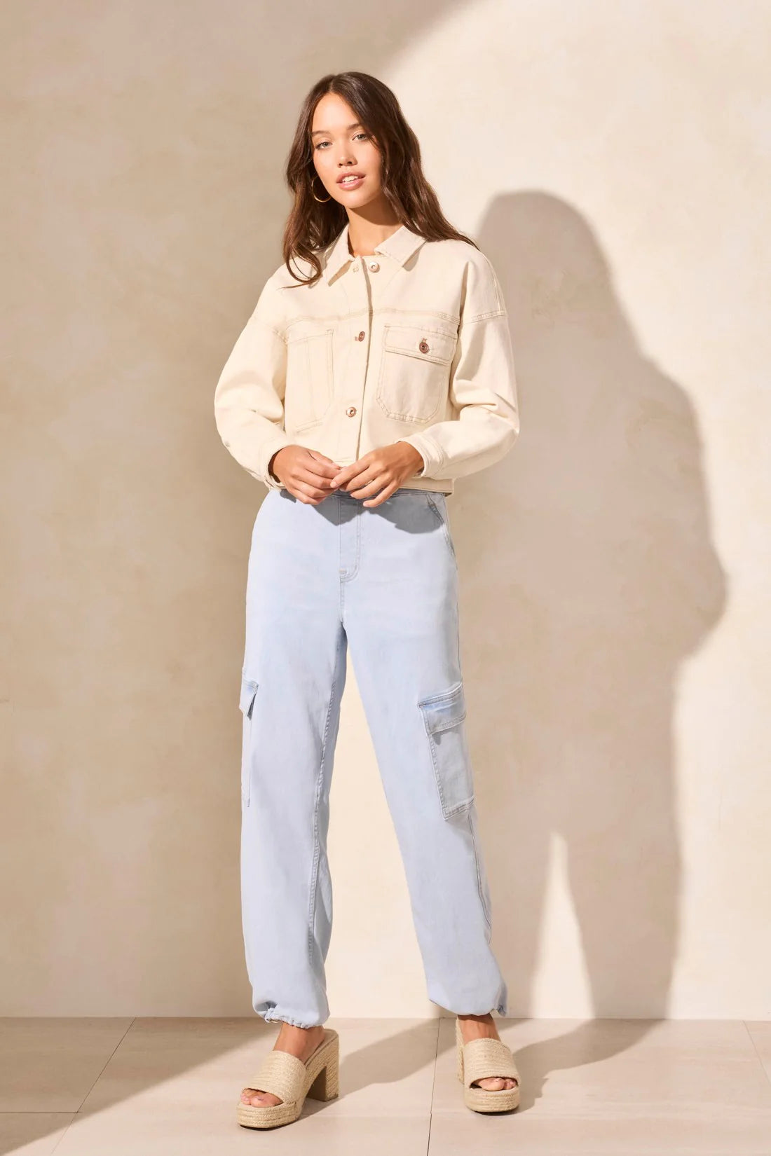 Drop Shoulder Crop Denim Jacket