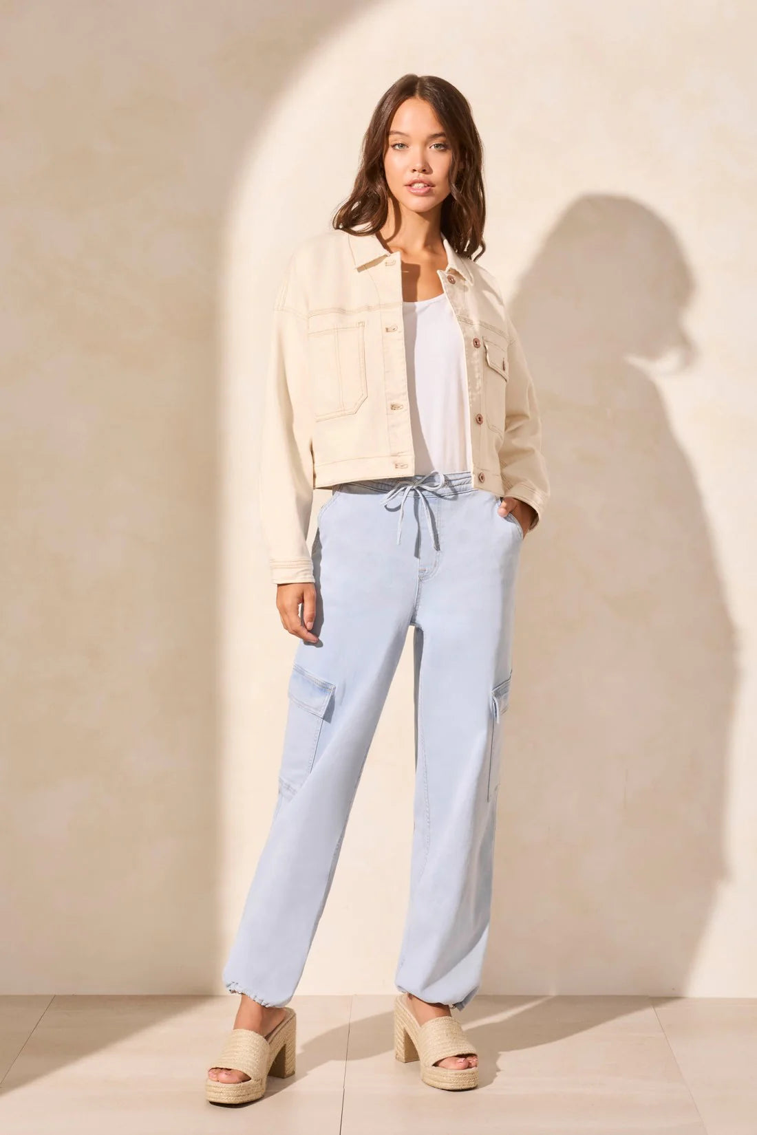 Drop Shoulder Crop Denim Jacket