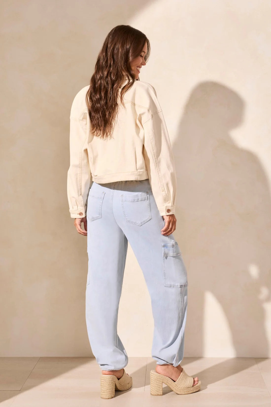 Drop Shoulder Crop Denim Jacket