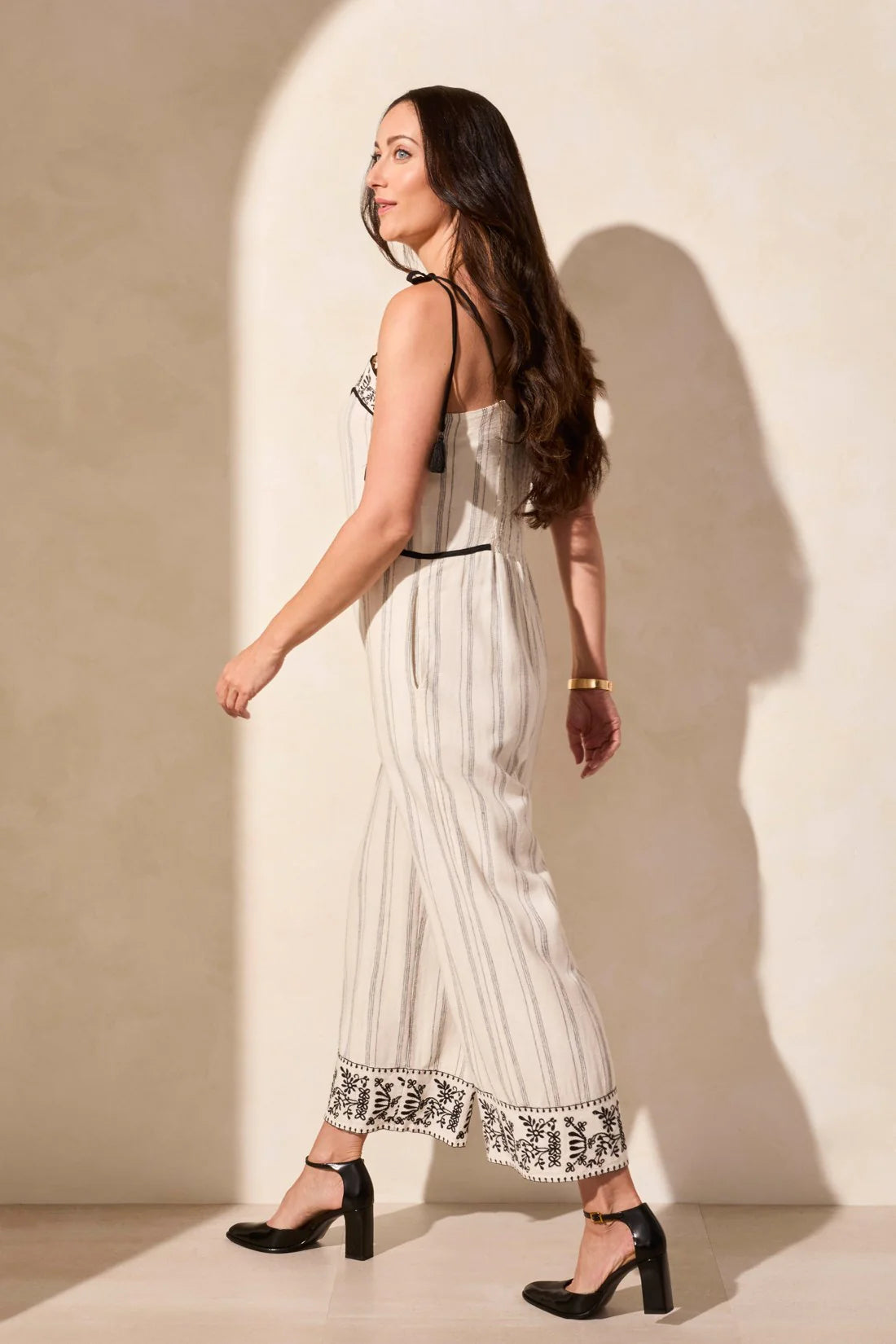Embroidered Tassel Straps Jumpsuit