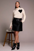 Faux Leather High Waisted A-Line Skirt