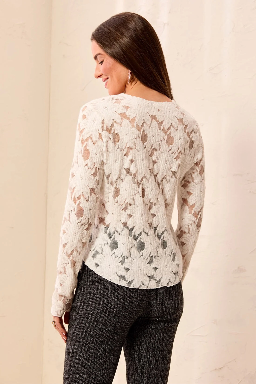 Floral Lace Button-Front Cardigan
