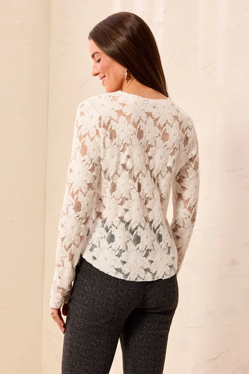 Floral Lace Button-Front Cardigan