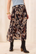 Flowy Plisse Printed Crepe Maxi Skirt