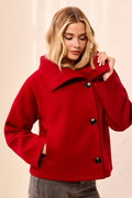Lofty Knit Funnel Neck Button Front Jacket