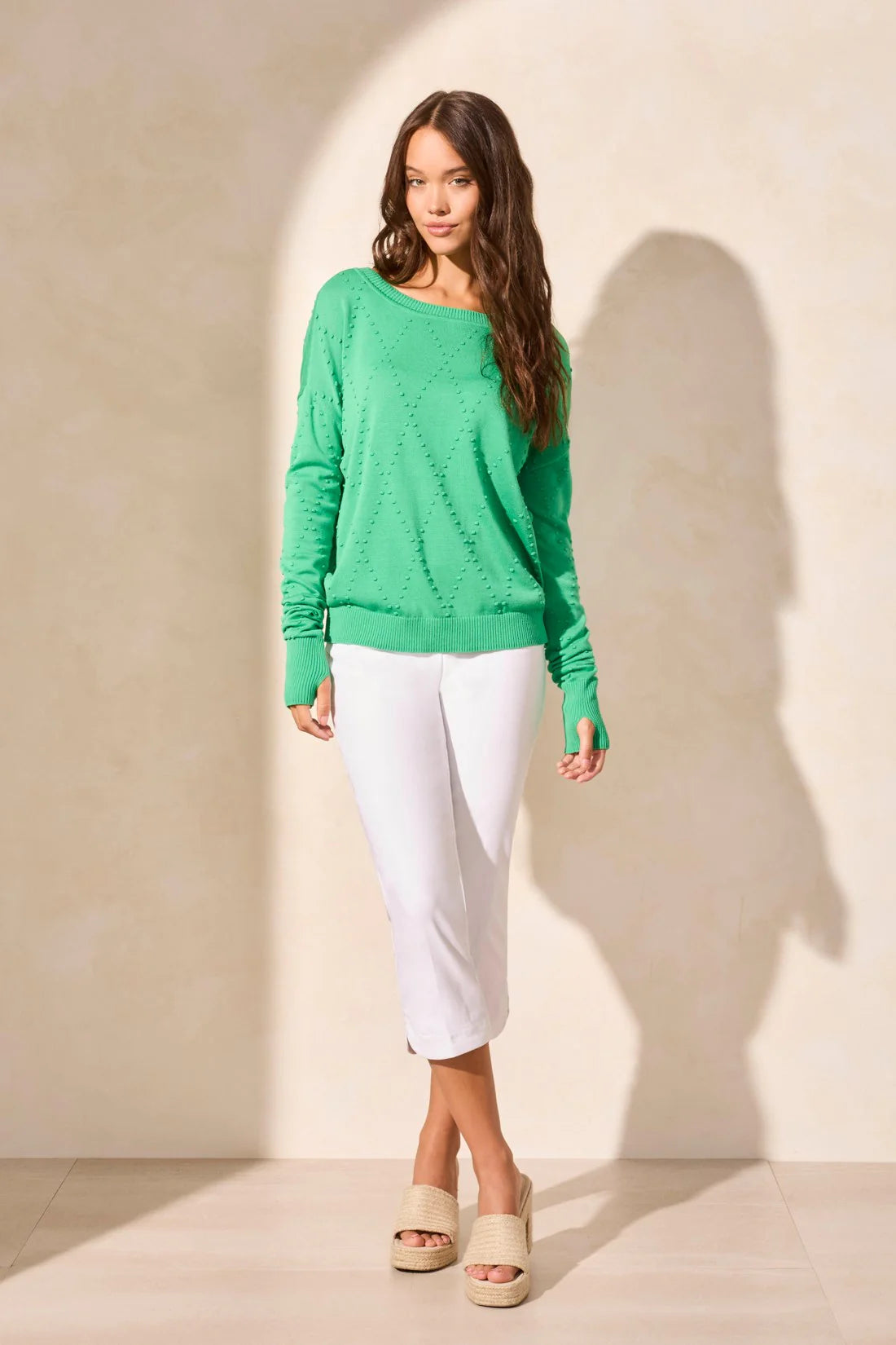 Crew Neck Sweater with Thumb Holes