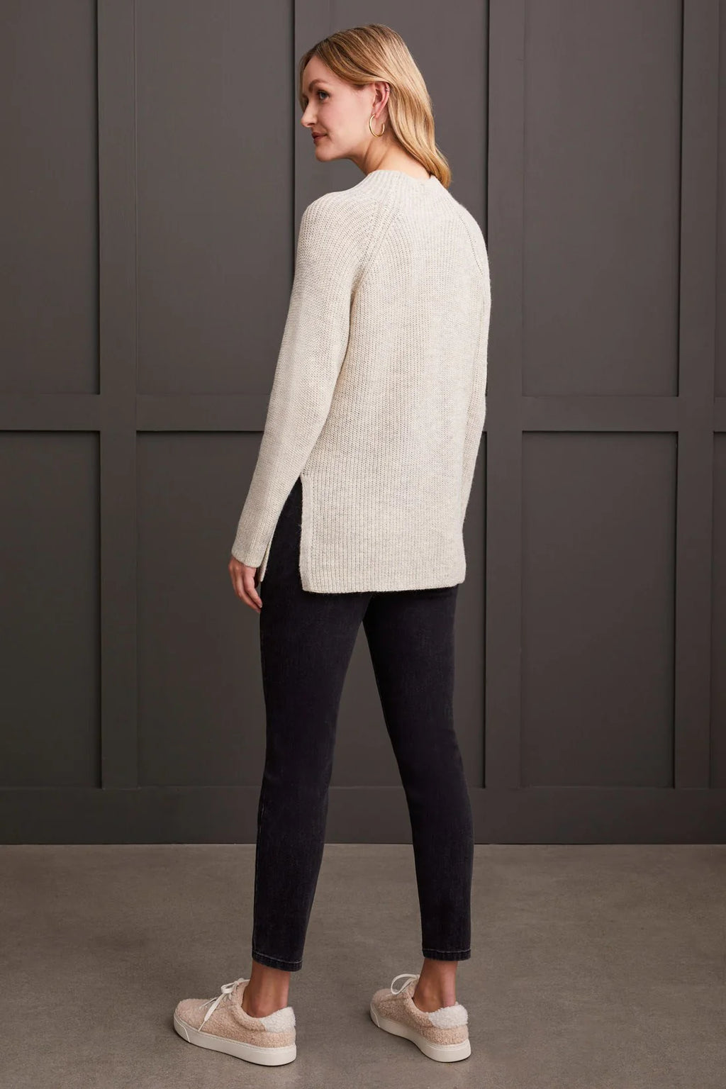 Mock Neck Heathered Knit Sweater