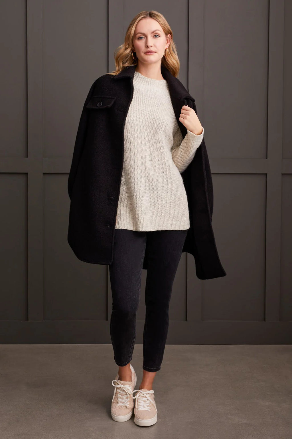 Mock Neck Heathered Knit Sweater