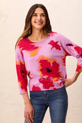 Soft Yarn Three-Quarter Sleeve Crewneck Sweater