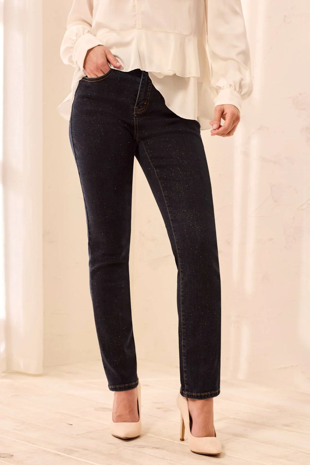 Sophia Curvy Glitz Straight Leg Denim Jeans
