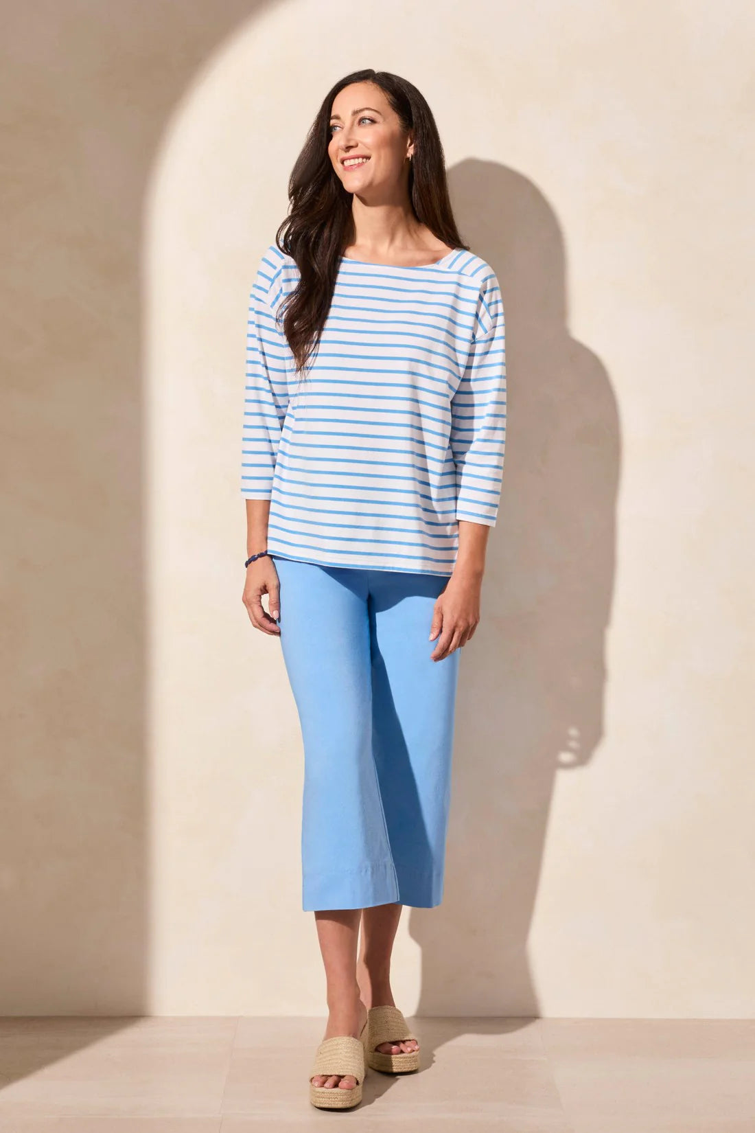 Stripe Jersey Boat Neck Top