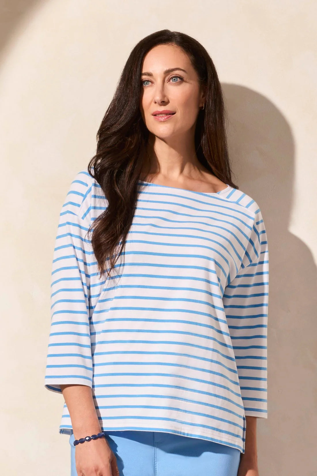 Stripe Jersey Boat Neck Top