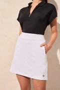 Textured Contrast Zip Pull-On Skort