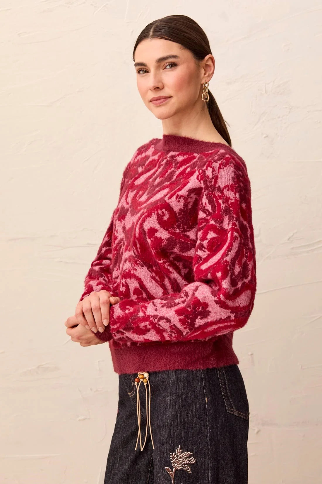 Wear Two Ways Textured V-Neck Knit Sweater/Cardigan