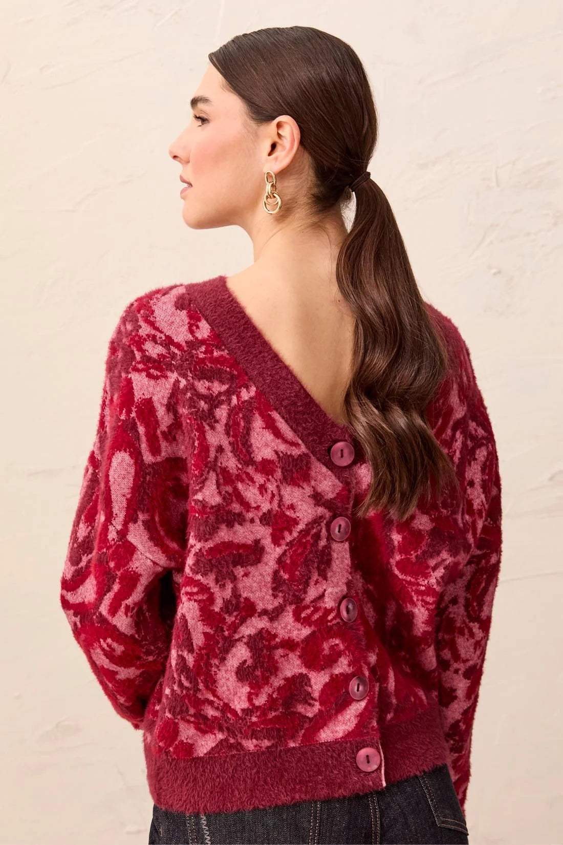 Wear Two Ways Textured V-Neck Knit Sweater/Cardigan