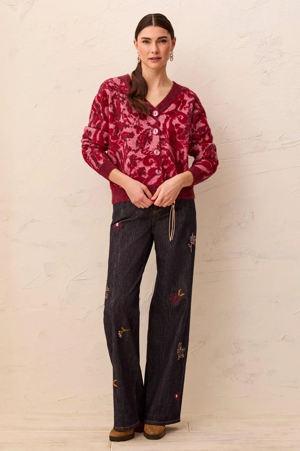 Wear Two Ways Textured V-Neck Knit Sweater/Cardigan