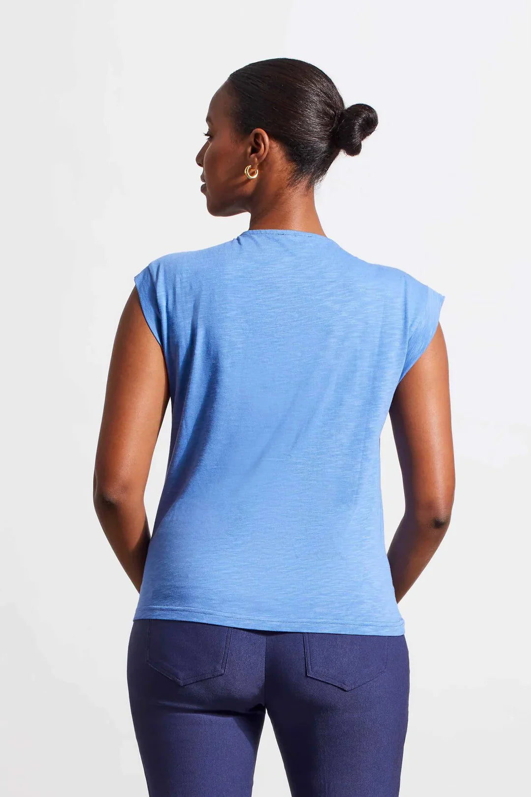 Sleeveless V-Neck Top with Ruching