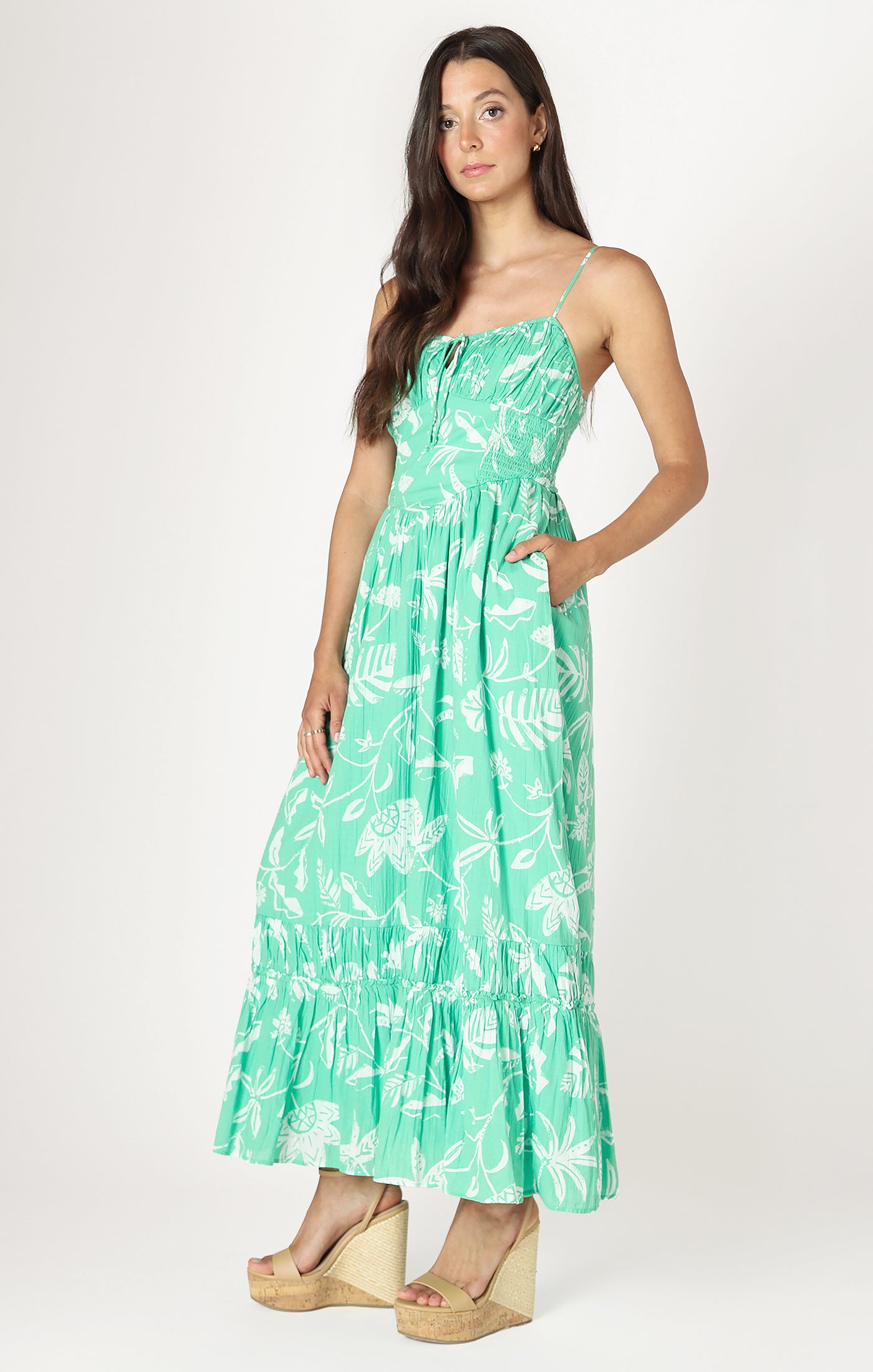 Sleeveless Corset Tiered Maxi Dress
